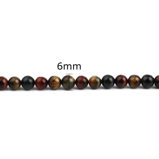 Picture of (Grade A) Tiger's Eyes ( Natural ) Beads Ball Dark Brown About 6mm Dia., Hole: Approx 1mm, 38.5cm(15 1/8") long, 1 Strand (Approx 63 PCs/Strand)
