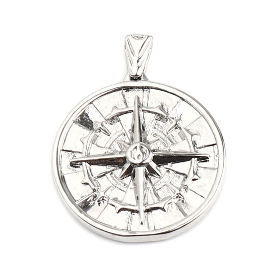 Immagine di 2 Pz Ottone Galassia Ciondoli Pendenti Tondo 18K Vero Platino Placcato Stella 27mm x 22mm