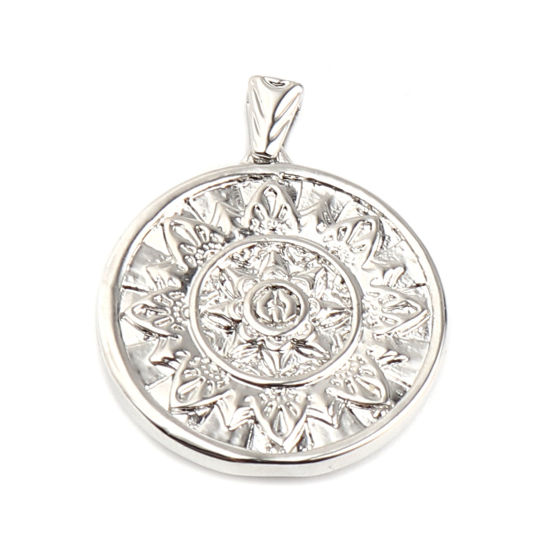 Immagine di 2 Pz Ottone Galassia Ciondoli Pendenti Tondo 18K Vero Platino Placcato Stella 27mm x 22mm