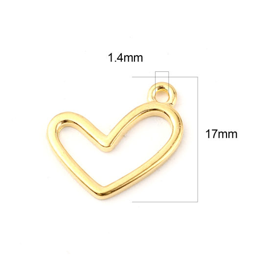 Imagen de Zamak día de San Valentín Colgantes Charms Corazón Chapado en Oro 17mm x 12mm, 30 Unidades