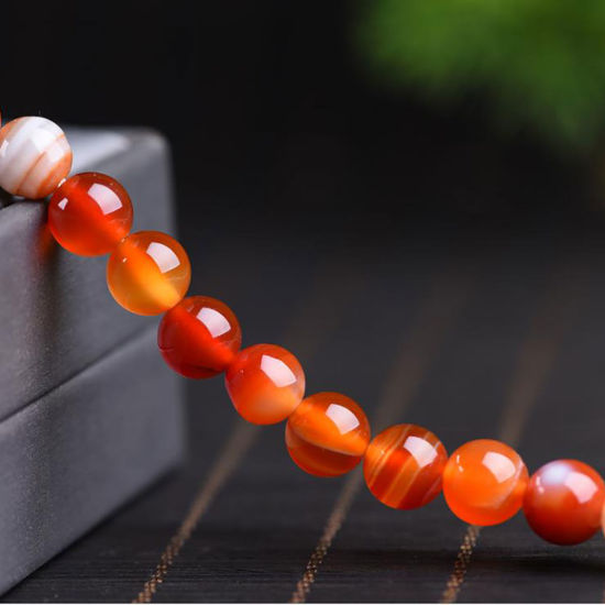 Picture of Agate ( Natural ) Beads Round Orange-red Dyed & Heated About 4mm Dia, 39cm(15 3/8") - 38cm(15") long, 95 PCs/Strand) 1 Strand