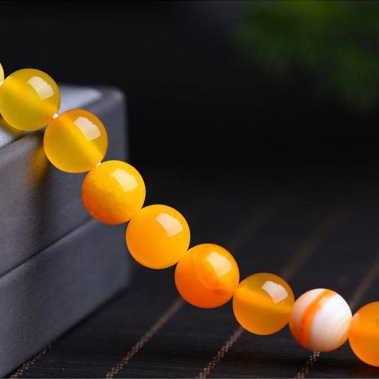 Bild von Achat ( Natur ) Perlen Rund Orange Gefärbt ca. 6mm D., 39cm - 38cm lang, 1 Strang (ca. 65 Stück/Strang)