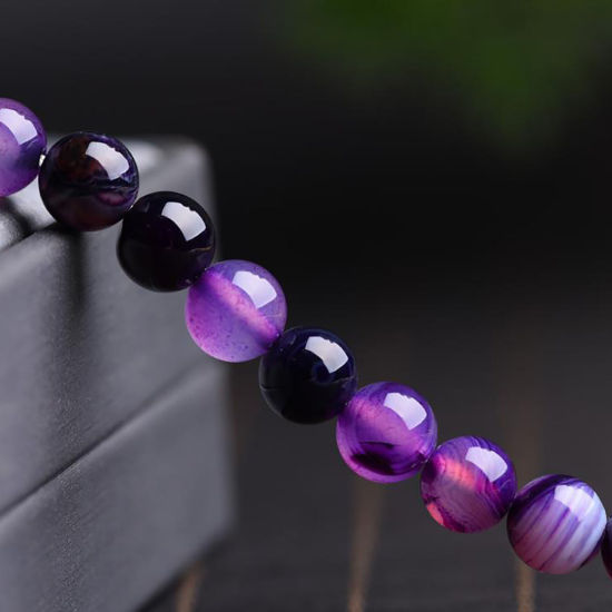 Picture of Agate ( Natural ) Beads Round Purple Dyed & Heated About 8mm Dia, 39cm(15 3/8") - 38cm(15") long, 48 PCs/Strand) 1 Strand