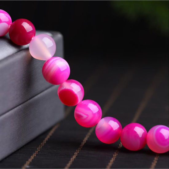 Picture of Agate ( Natural ) Beads Round Fuchsia Dyed & Heated About 10mm Dia, 39cm(15 3/8") - 38cm(15") long, 38 PCs/Strand) 1 Strand