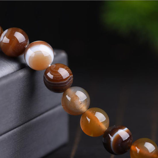 Bild von Achat ( Natur ) Perlen Rund Kaffeebraun Gefärbt ca. 10mm D., 39cm - 38cm lang, 1 Strang (ca. 38 Stück/Strang)