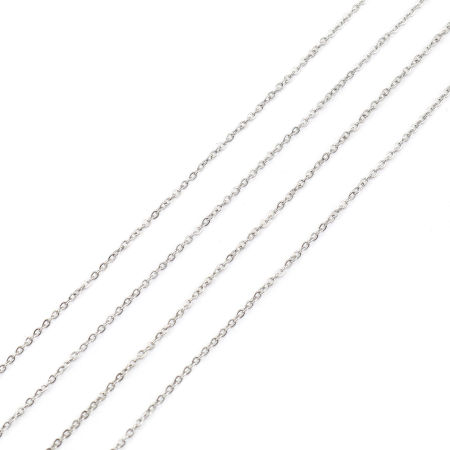 Stainless Steel Link Cable Chain Silver Tone 1.6x1.2mm, 2 M