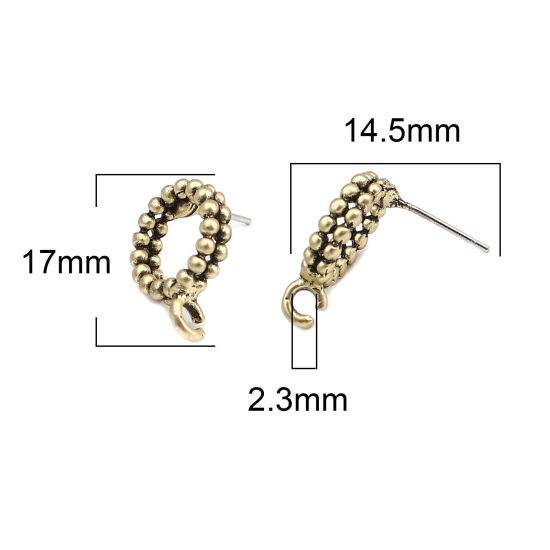 亜鉛合金 ピアスイヤリングパーツ 環状 金古美 ループ付き 17mm x 13mm、 ワイヤーサイズ: （21号）、 10 個 の画像