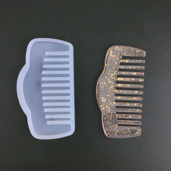 Picture of Silicone Resin Mold For Jewelry Making Comb White 94mm x 53mm, 1 Piece