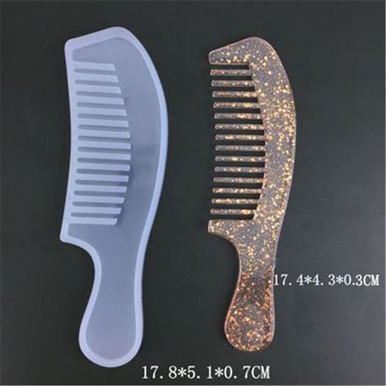 Picture of Silicone Resin Mold For Jewelry Making Comb White 17.8cm x 5.1cm, 1 Piece