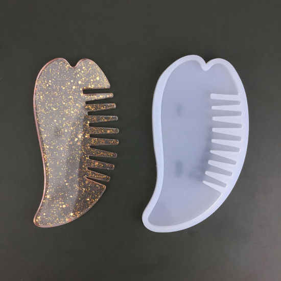 Picture of Silicone Resin Mold For Jewelry Making Comb White 11.2cm x 6.3cm, 1 Piece