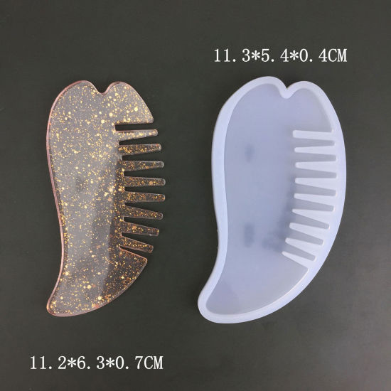 Picture of Silicone Resin Mold For Jewelry Making Comb White 11.2cm x 6.3cm, 1 Piece