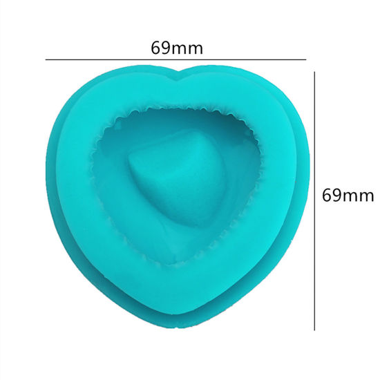 Изображение Силикон Модель для эпоксидной смолы Сердце Сине-зеленые 69мм x 69мм, 1 ШТ