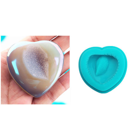Bild von Silikon Gießform Herz Cyan 70mm x 68mm, 1 Stück