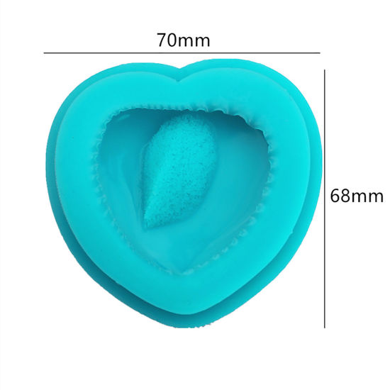 Изображение Силикон Модель для эпоксидной смолы Сердце Сине-зеленые 70мм x 68мм, 1 ШТ
