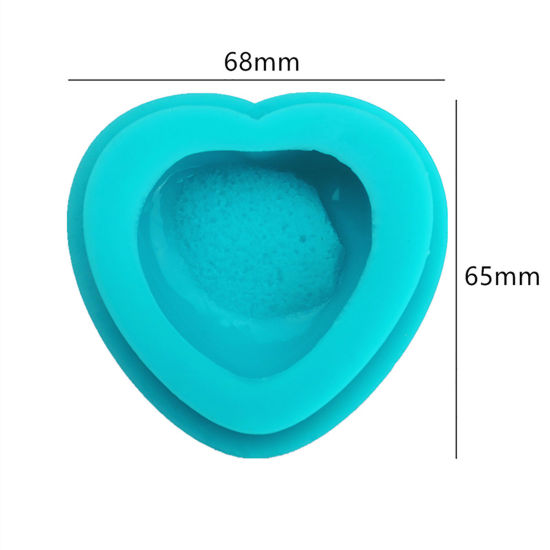 Изображение Силикон Модель для эпоксидной смолы Сердце Сине-зеленые 68мм x 65мм, 1 ШТ