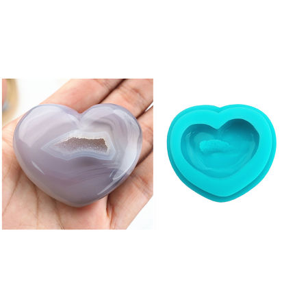 Bild von Silikon Gießform Herz Cyan 70mm x 62mm, 1 Stück