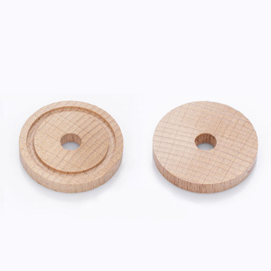 Picture of Beech Wood Hollow Aromatherapy Oil Diffuser Pads Car Supplies Natural Color Round 5cm, 1 Piece