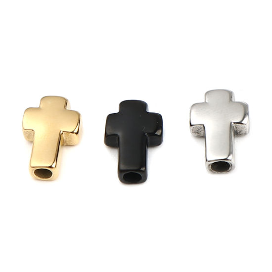 Imagen de Acero Inoxidable Religión Cuentas Cruz Chapado en Oro 14mm x 10mm, Agujero: Aprox 2.7mm, 1 Unidad