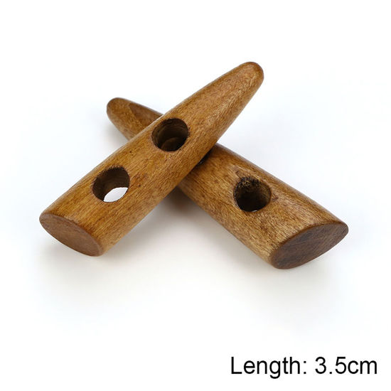 Bild von Natürliches Holz Knebelknöpfe Scrapbooking Zwei Löcher Marquise Braun 35mm, 20 Stück