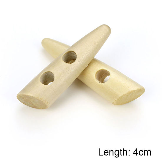 Bild von Holz Knebelknöpfe Scrapbooking Zwei Löcher Marquise Naturfarben 40mm, 20 Stück