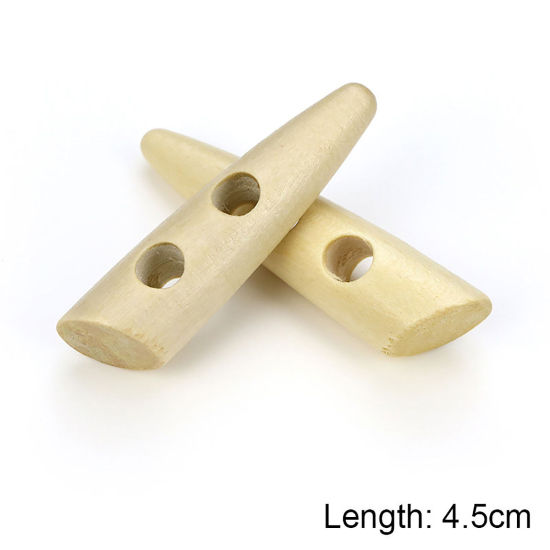 Bild von Holz Knebelknöpfe Scrapbooking Zwei Löcher Marquise Naturfarben 45mm, 20 Stück