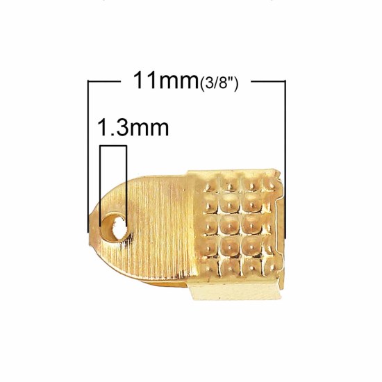 Изображение Железный Сплав(Без Кадмия) Зажим-концевик для Ожерелья Позолоченный 11мм x 6мм, 500 ШТ