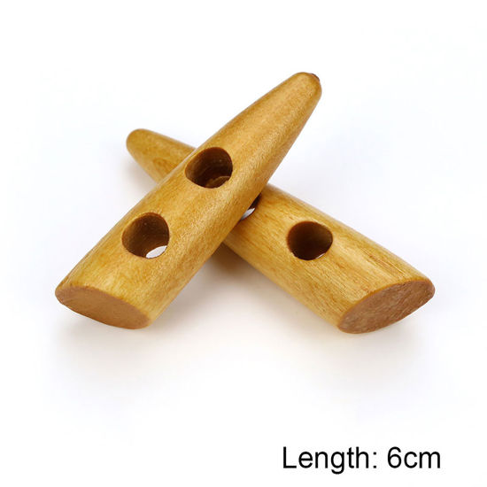 Picture of Natural Wood Horn Buttons Scrapbooking Two Holes Marquise Beige 60mm, 20 PCs