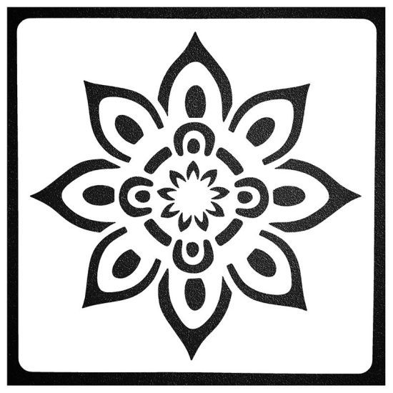 Picture of White - Plastic Creative Datura Flowers Mandala DIY Drawing Template Stencil 13x13cm, 2 PCs