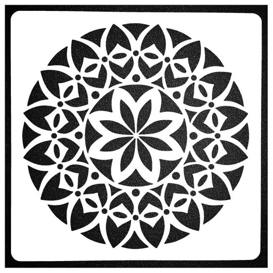 Picture of White - Plastic Creative Datura Flowers Mandala DIY Drawing Template Stencil 13x13cm, 2 PCs