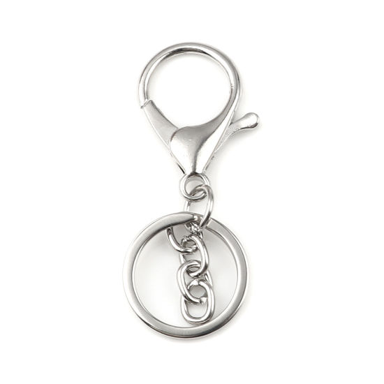 Picture of Iron Based Alloy Keychain & Keyring Silver Plated 64mm x 25mm , 5 PCs