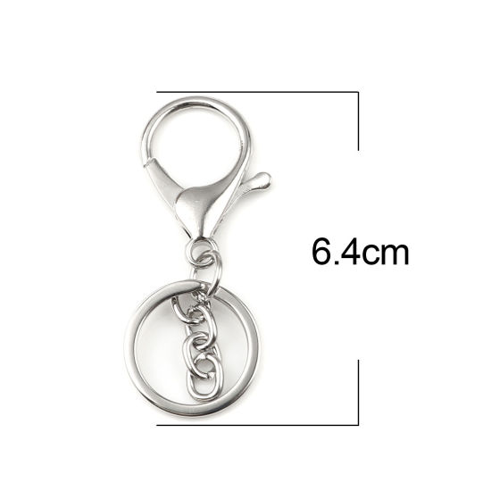 Picture of Iron Based Alloy Keychain & Keyring Silver Plated 64mm x 25mm , 5 PCs
