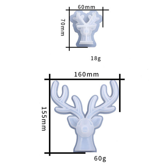 Изображение Силикон Рождество Модель для эпоксидной смолы Оленьи рога Белый 16см x 15.5см, 1 Комплект ( 2 ШТ/Комплект)