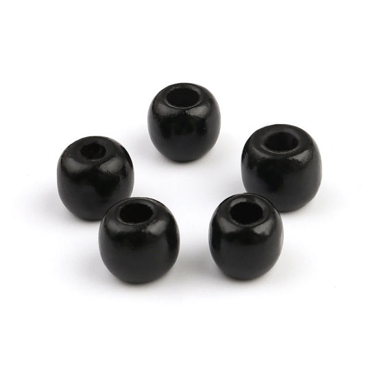 Image de Perles en Bois Naturel de Pin Colonne Noir 12mm x 10mm, Trou: env. 5.5mm, 500 Pcs