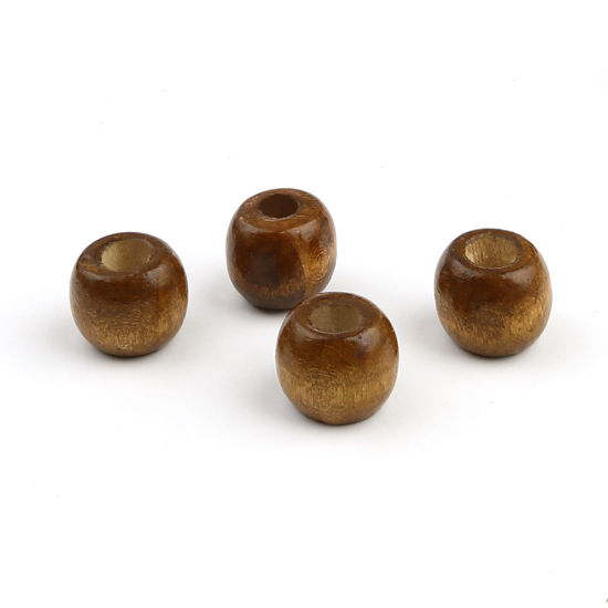 Image de Perles en Bois Naturel de Pin Colonne Café 12mm x 10mm, Trou: env. 5.5mm, 500 Pcs