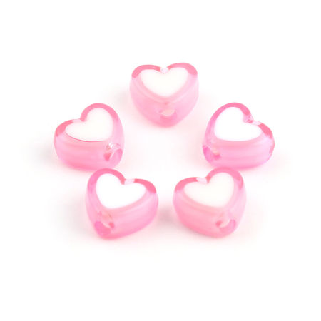Bild von Acryl Perlen Herz Rosa ca. 8mm x 7mm, Loch:ca. 1.8mm, 300 Stück