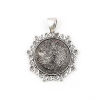Picture of Zinc Based Alloy & Acrylic Pendants Round Disc Antique Silver Color 46mm x 37mm, 5 PCs