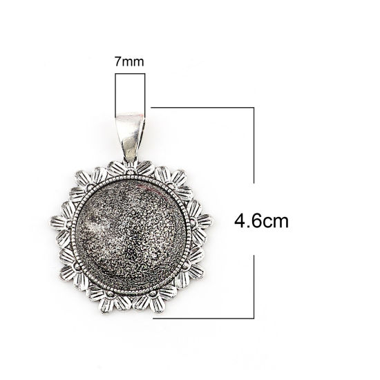 Immagine di Lega di Zinca + Acrilato Ciondoli Tondo Argento Antico 46mm x 37mm , 5 Pz