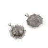 Picture of Zinc Based Alloy & Acrylic Pendants Round Disc Antique Silver Color 46mm x 37mm, 5 PCs