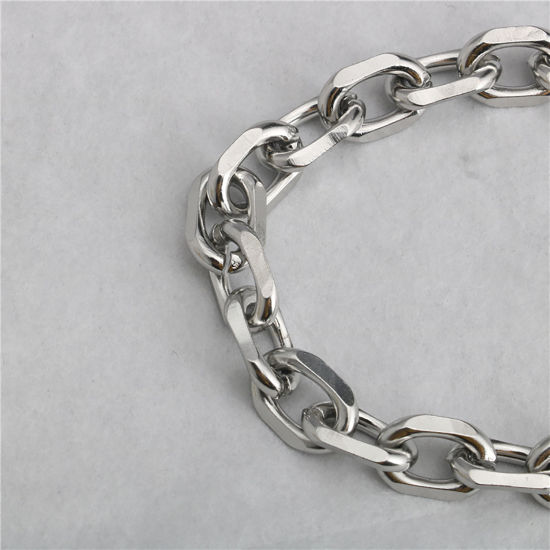 Immagine di Acciaio Inossidabile CatenaAccessore Braccialetti Tono Argento 18cm Lunghezza, 1 Pz