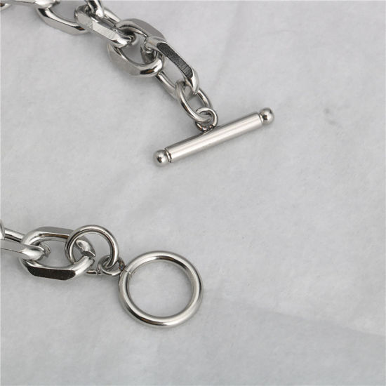 Immagine di Acciaio Inossidabile CatenaAccessore Braccialetti Tono Argento 18cm Lunghezza, 1 Pz