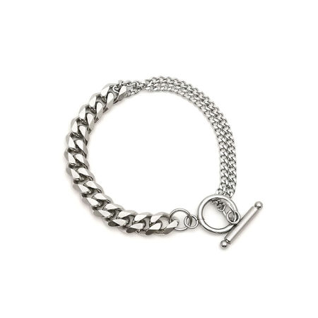Image de Bracelets En Gros Argent Mat en Acier Inoxydable, Épissage Chaîne Maille Cheval Unisexe Minimaliste Cadeau Fournitures de Bijoux 16cm long, Taille de la Chaîne: 3mm, 1 Pièce