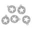 Picture of Zinc Metal Alloy Charms Round Silver Tone Pentagram Star Hollow Carved Clear Rhinestone 15mm( 5/8") x 13mm( 4/8"), 1 Piece