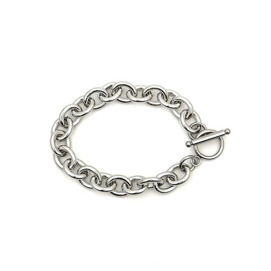 Immagine di Acciaio Inossidabile CatenaAccessore Braccialetti Tono Argento 18cm Lunghezza, 1 Pz