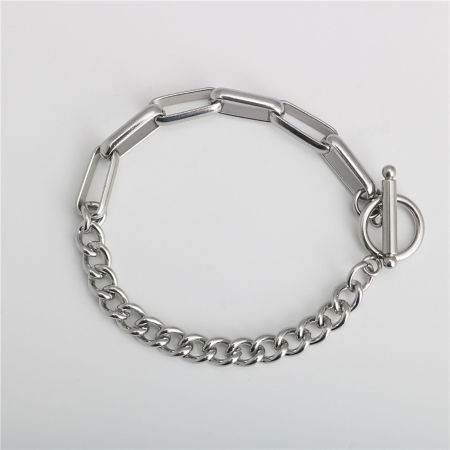 Image de Bracelets En Gros Argent Mat en Acier Inoxydable, Épissage Chaîne Maille Forçat Unisexe Minimaliste Cadeau Fournitures de Bijoux 18cm long, 1 Pièce