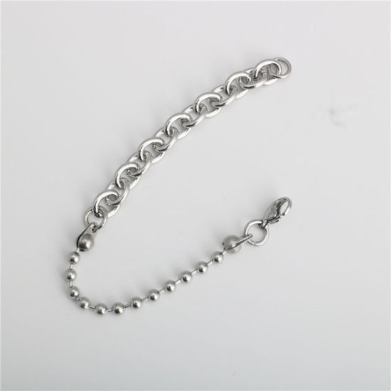 Immagine di Acciaio Inossidabile Catena a PalliniAccessore Braccialetti Tono Argento 18cm Lunghezza, 1 Pz