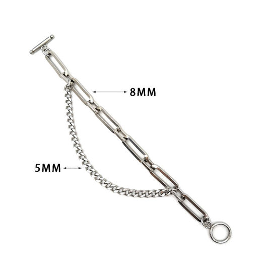 Immagine di Acciaio Inossidabile Catena a PalliniAccessore Braccialetti Tono Argento 18cm Lunghezza, 1 Pz