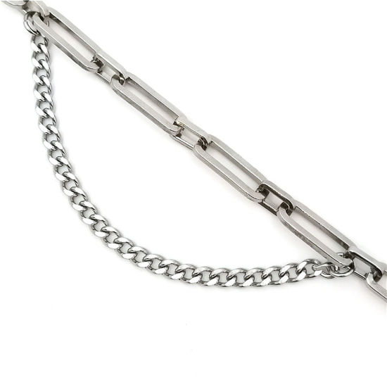 Immagine di Acciaio Inossidabile Catena a PalliniAccessore Braccialetti Tono Argento 18cm Lunghezza, 1 Pz