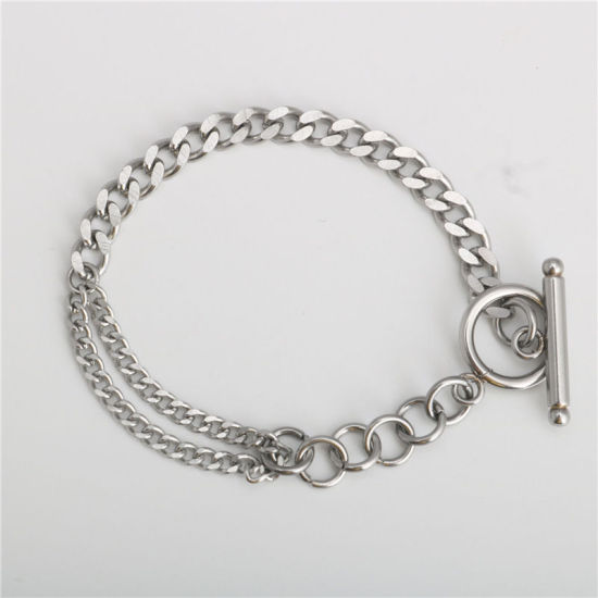 Immagine di Acciaio Inossidabile Catena SingolareAccessore Tono Argento 21cm Lunghezza, 1 Pz