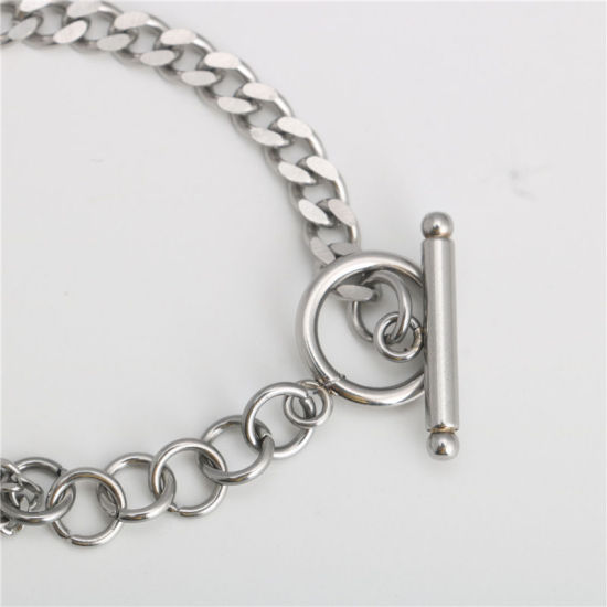 Immagine di Acciaio Inossidabile Catena SingolareAccessore Tono Argento 21cm Lunghezza, 1 Pz
