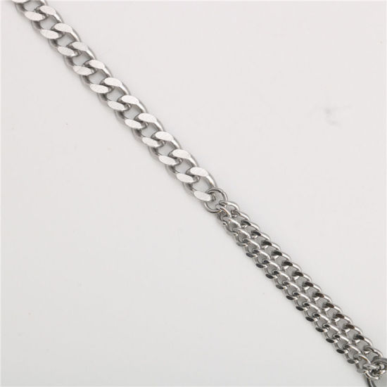 Immagine di Acciaio Inossidabile Catena SingolareAccessore Tono Argento 21cm Lunghezza, 1 Pz